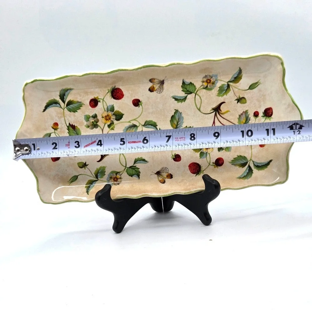 James Kent Old Foley Platter Vanity Tray Strawberry Pattern  England  VINTAGE